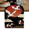 thumbnail image 1 of Japanese Style Table Runner 72 Inches, Modern Cranes Cherry Flower Wave Red Brown Bed Runner Dresser Scarves Tabletop for Indoor Outdoor Parties/Ceremony/Banquet, 16" x 72", 1 of 8