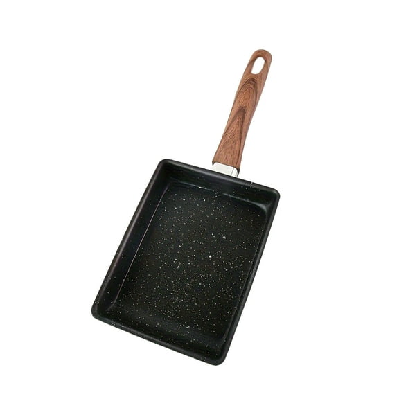 Japanese Style Tamako Frying Pan Rectangular Pancake Steak Thick Egg Pan Aluminum Alloy Substrate Food Grade Non Stick Coating Wooden Handle Flat Bottom Suitable For Gas