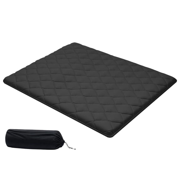 Japanese Style Tatami Mat Queen Size Foldable Mattress with Storage Bag Fastening Clips 9 Ply Structure for Sleep Dormitory Meditation Yoga 80 x 60 x 3.5 Inches Black