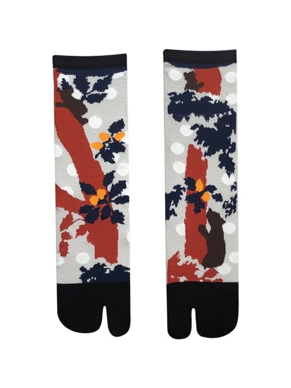 Japanese Style Two-toe Socks Flip- Flop Socks Big Toe Unisex Cotton Socks Fun Middle Tube Tabi Split Toe Socks Multi-color Tide Socks
