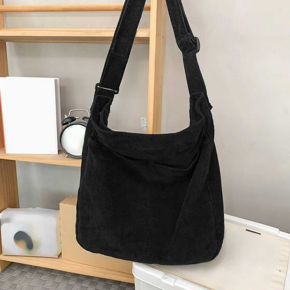 Japanese Style Unisex Corduroy Messenger Bag Large Capacity with Adjustable Crossbody Strap and Multiple Organizational Pockets for Daily Use