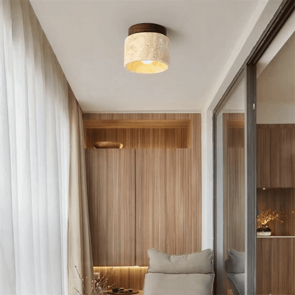 Japanese Style Wabi-Sabi Wooden Ceiling Lamp E27 Three Color Dimming for Kitchen Hallway Living Room A,1 x Wooden Ceiling Lamps,Wood Color