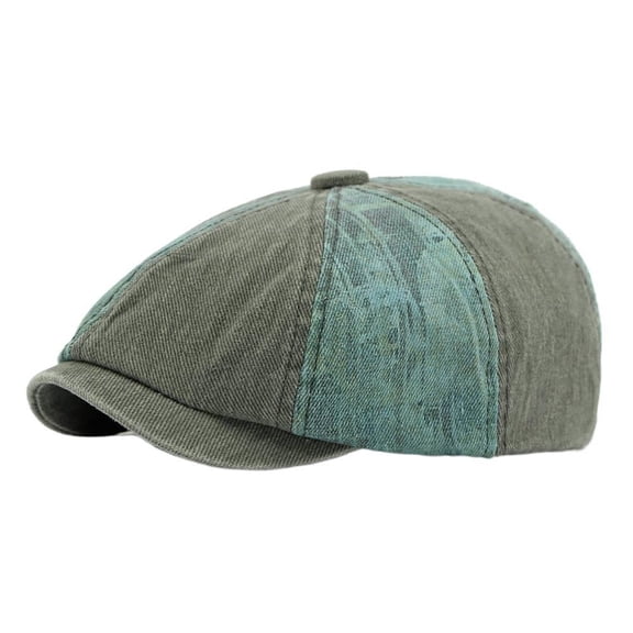 Japanese Style Washed Cotton Octagonal Hat for Women, British Retro Beret, Unique Street Style Motorcycle Newsboy Cap for Men