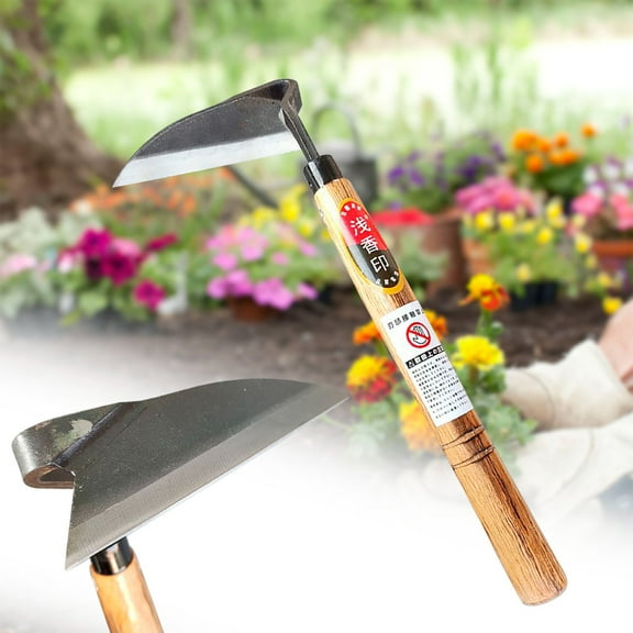 Japanese Style Weeding Sickle | Composite Steel Curved Blade Hoe | Ergonomic Wooden Handle | Multi-Purpose Gardening Tool for Weeding, Digging, Cultivating | Lightweight | 1 Piece