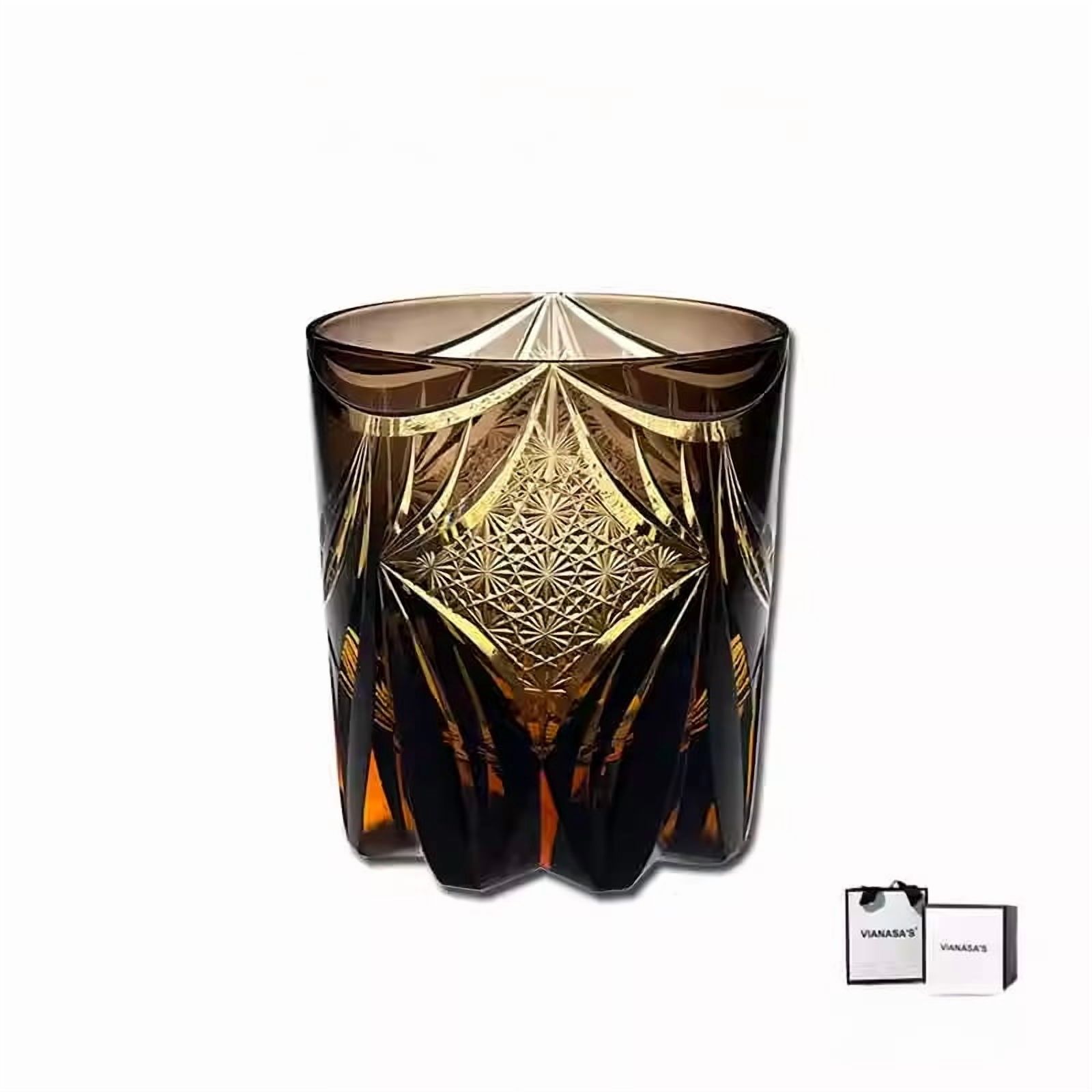Japanese Style Whiskey Glasses Set Butterfly Edo Kiriko Cut Colored High End Wine Juice Cups Gift Box