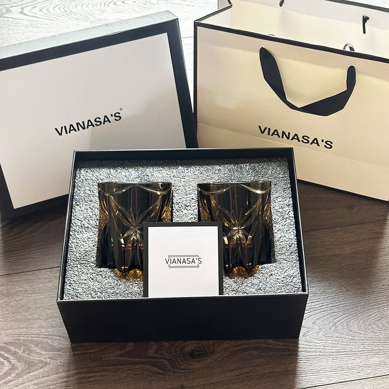 Japanese Style Whiskey Glasses Set Butterfly Edo Kiriko Cut Colored High End Wine Juice Cups Gift Box