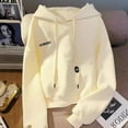Japanese Style White Hooded Short fleecelined Sweat 2024 New Loose