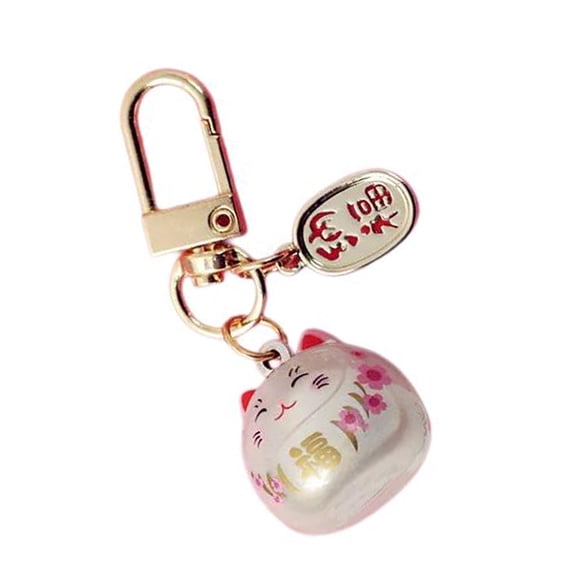 Japanese Styles Cartoon Cats Keychain Pendant Metal Bells Figurine Keyring Bag Charm for and Wealth Gift