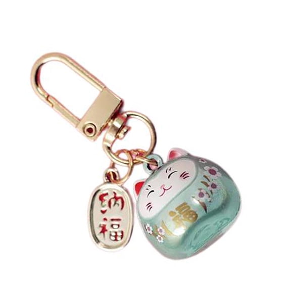 Japanese Styles Cartoon Cats Keychain Pendant Metal Bells Figurine Keyring Bag Charm for and Wealth Gift