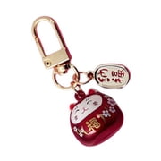 Japanese Styles Cartoon Cats Keychain Pendant Metal Bells Figurine Keyring Bag Charm for and Wealth Gift