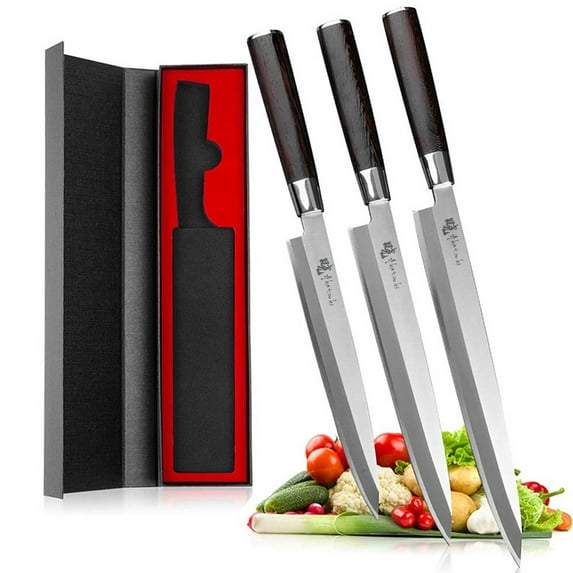 Japanese Sushi Knife 8.5inch Chef Knife for Sashimi Fish,High Carbon Stainless Steel Slicing Meat Knife with Box