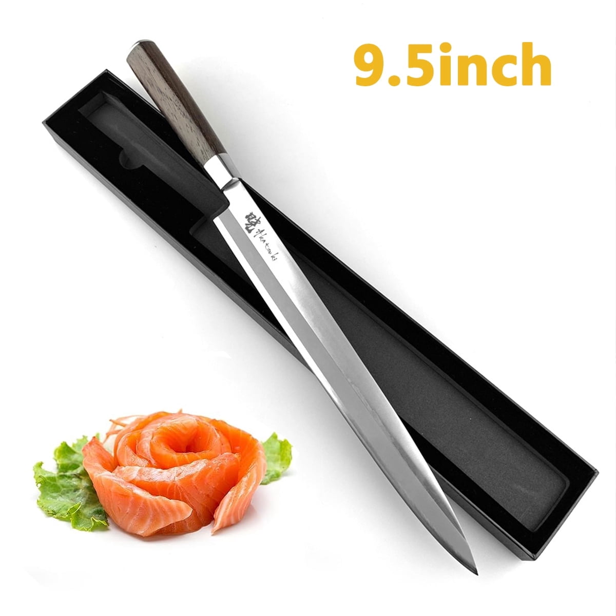 Japanese Sushi Knife 9.5inch Chef Knife for Sashimi Fish,High Carbon Stainless Steel Slicing Meat Knife with Box