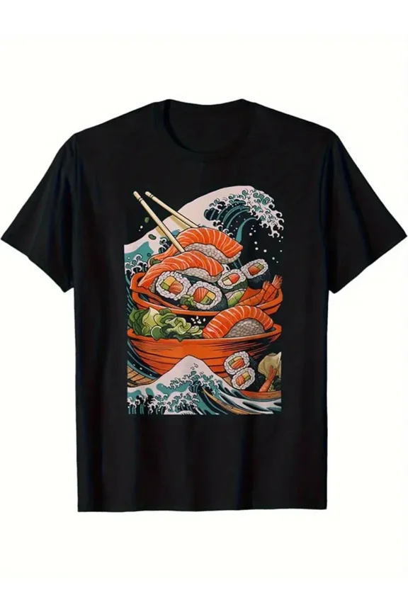 Japanese Sushi Salmon Nori Rice Black Food Lover Unisex T-Shirt up to size 5XL
