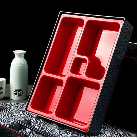Japanese Sushi Tray Lunch Box Bento Box Plastic Lacquered Red Black for Restaurant Home