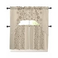 thumbnail image 1 of Japanese Swag Kitchen Curtains Sets for Windows 24 Inch Length, Beige Farmhouse Retro Floral Leaf Pattern Short Window Curtain Panels Swags Valances and Tiers 3 Piece Set for Cafe/Dining Room, 1 of 5