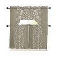 thumbnail image 1 of Japanese Swag Kitchen Curtains Sets for Windows 24 Inch Length, Grey Simple Traditional Flowers Leaves Pattern Short Window Curtain Panels Swags Valances and Tiers 3 Piece Set for Cafe/Dining Room, 1 of 5