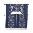 thumbnail image 1 of Japanese Swag Kitchen Curtains Sets for Windows 24 Inch Length, Navy Blue Country Flowers Leaves Aesthetic Short Window Curtain Panels Swags Valances and Tiers 3 Piece Set for Cafe/Dining Room, 1 of 5