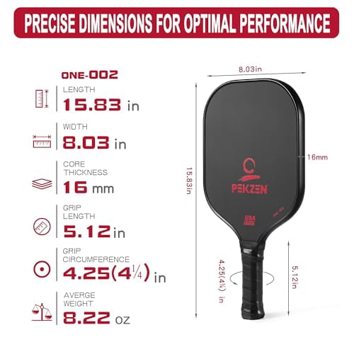 PEKZEN ONE Professional Pickleball Paddle - Japan T700 Carbon Fiber, Thermoformed, USAPA Approved