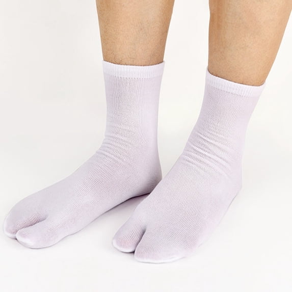 Japanese Tabi Sock Slippers Unisex Split Toe Blend Mid Calf For Home Wear Comfortable Non Indoor Outdoor All Season, White