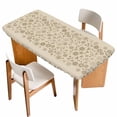 thumbnail image 1 of Japanese Table Cloths for 5 Foot Rectangle Tables, Beige Farmhouse Retro Floral Leaf Pattern Patio Waterproof Elastic Fitted Tablecloths, Washable Rectangular Table Cover for Camping, 1 of 8