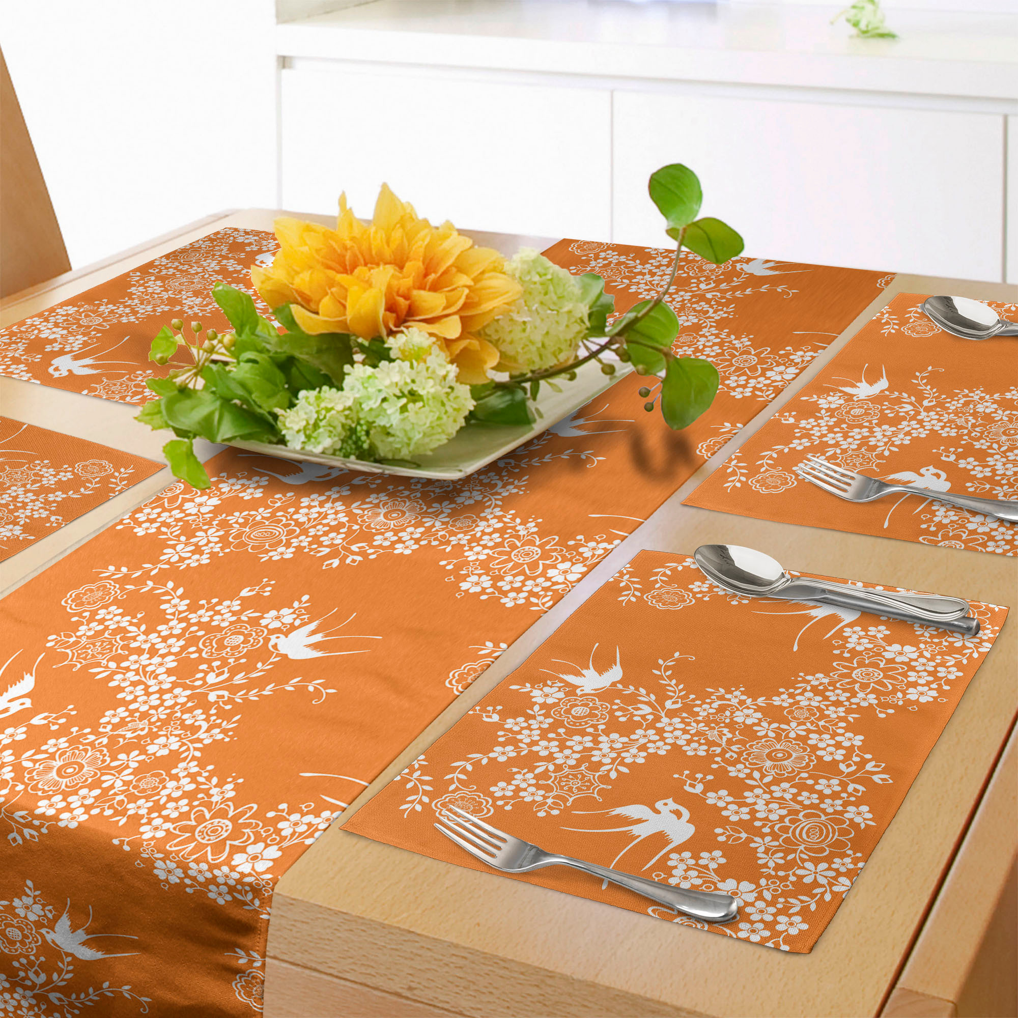 Japanese Table Runner & Placemats, Oriental Floral Japanese Style