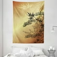 thumbnail image 1 of Japanese Tapestry, Asian Branches and Bamboo Motifs with Showy Fragrant Leaves Nature Illustration, Wall Hanging for Bedroom Living Room Dorm Decor, 60W X 80L Inches, Sepia Black, by Ambesonne, 1 of 2