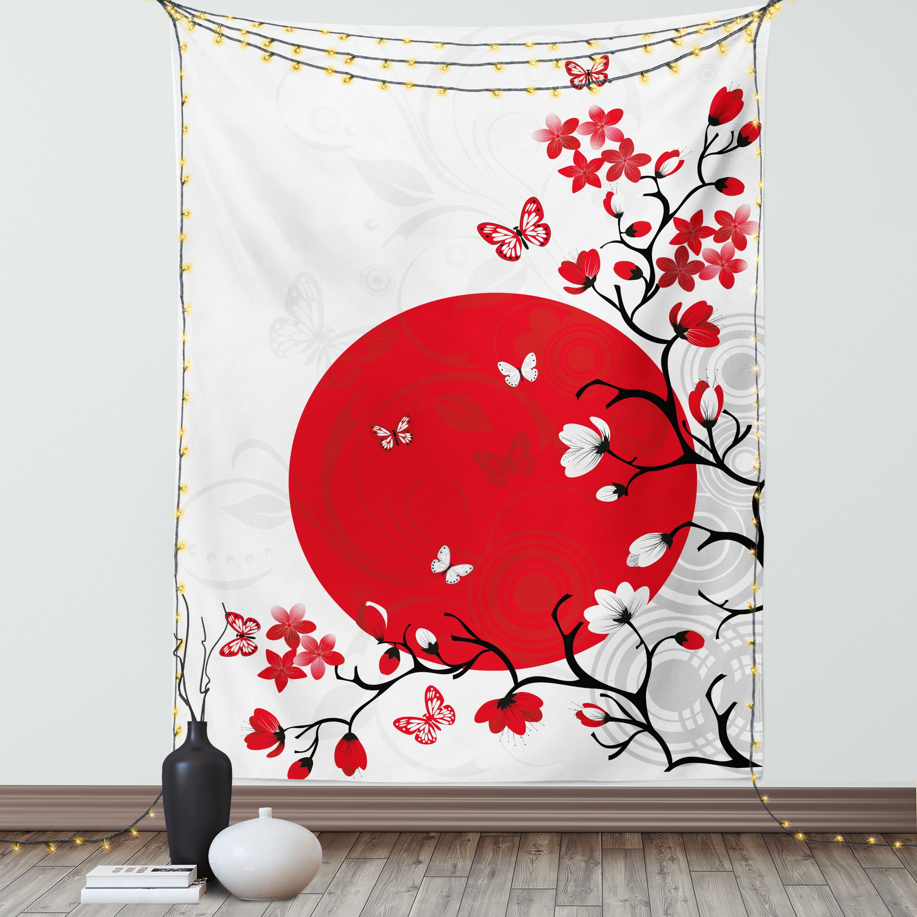 Japanese Tapestry, Japanese Culture Inspired Artwork Cherry Blossom Sakura Tree Eastern, Wall 