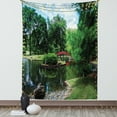thumbnail image 1 of Japanese Tapestry, Lake Red Bridge in Asian Gardens Trees Natural Paradise Theme Loneliness in Nature, Wall Hanging for Bedroom Living Room Dorm Decor, 60W X 80L Inches, Green Blue, by Ambesonne, 1 of 2