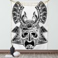 thumbnail image 1 of Japanese Tapestry Wall Hanging Vintage Ancient Experienced Japanese Soldier Mask with Royal Lines and Shapes Decor, Bedroom Living Room Dorm Decor, 60W X 80L Inches, White Black, by Ambesonne, 1 of 2