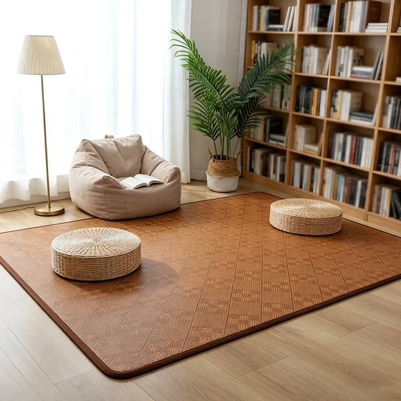 Japanese Tatami Floor Mat, Natural Rattan Non-Slip Breathable Area Rug,Summer Foldable Floor Sleeping Mat Indoor Floor Carpet For Living Room