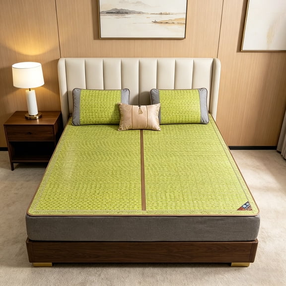 Japanese Tatami Mat Foldable Floor Mats Non-Slip Futon Mattress Sleeping Mat Summer Yoga Mat Indoor Outdoor Runner Rug Area Rug for Bedroom Living Room