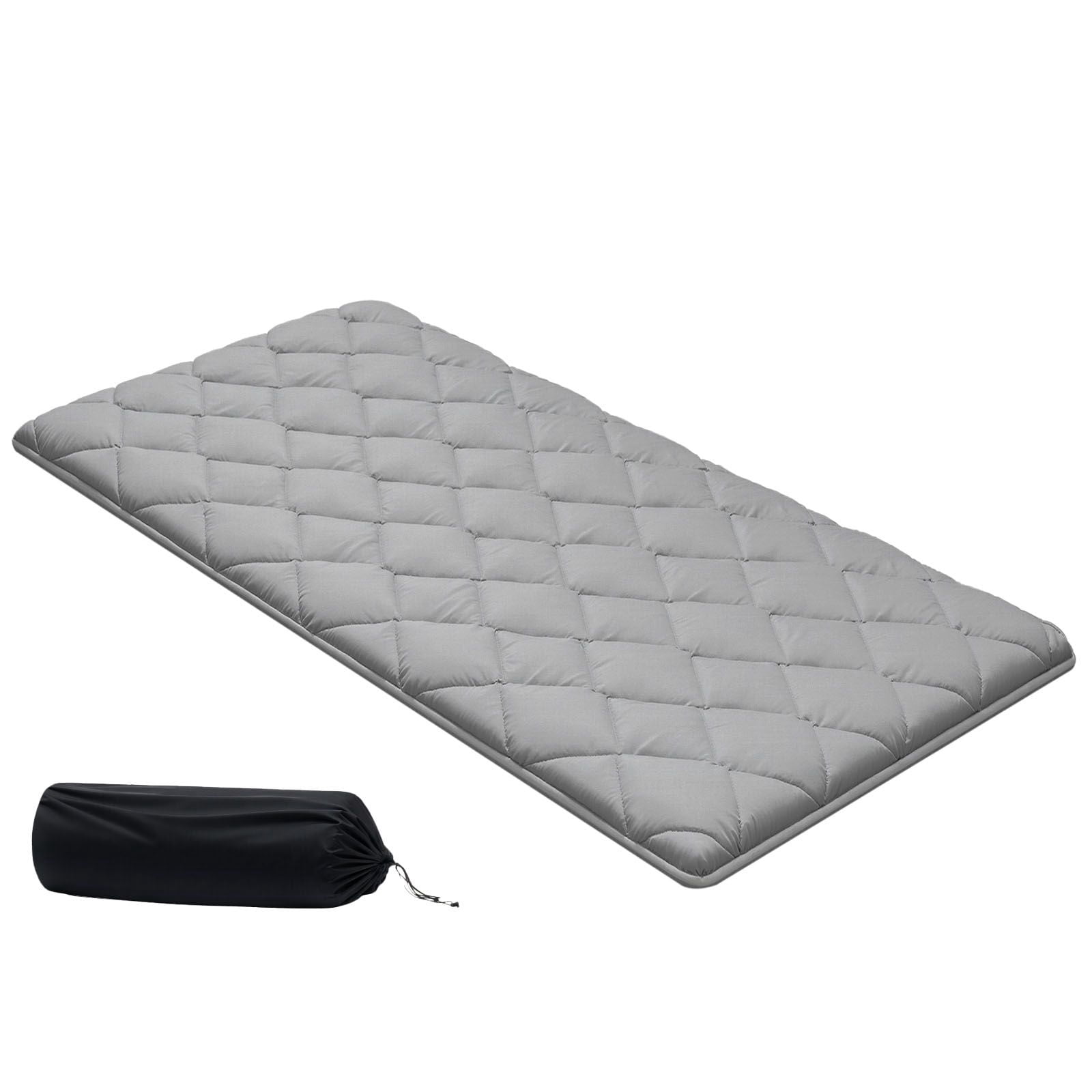 Japanese Tatami Mat Twin Size 80x39x2.5", 9-Layer Support, Memory Foam, Storage Bag, Gray, for Floor Sleeping Meditation Yoga