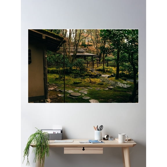 Japanese Tea Garden Poster Wall Art, Modern Wall Decor For Living Room Bedroom, 16x24 UNFRAMED