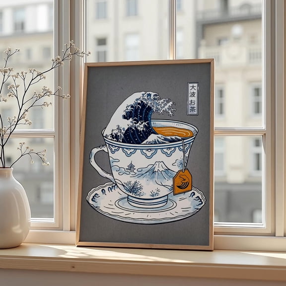Japanese Tea Wave Art Print Zen Tea Room Decor
