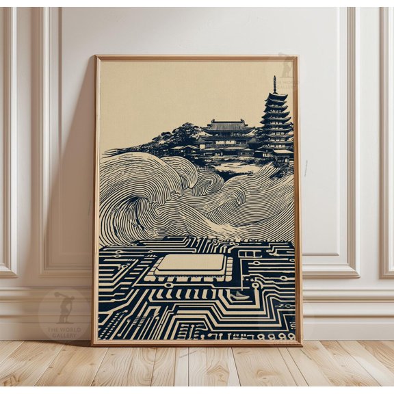 Japanese Temple Circuit Wave Poster Unframed Paper Print