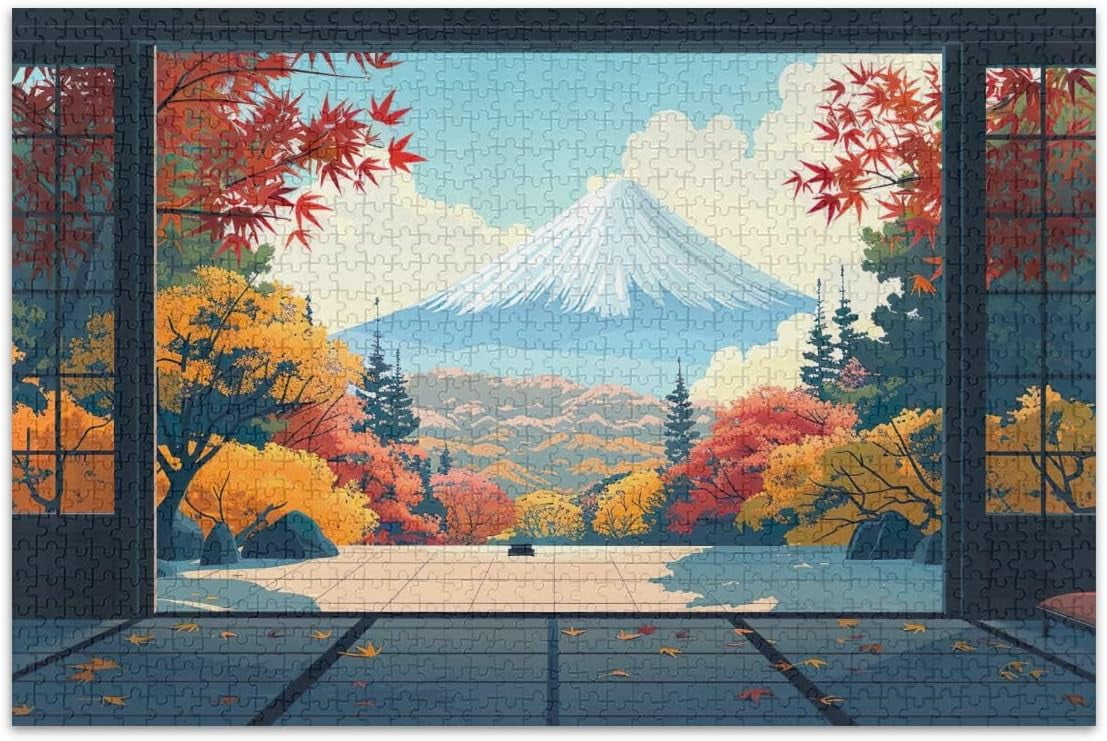 Japanese Temple Snow Mountain Puzzles for Adults 500 Pieces, Adult