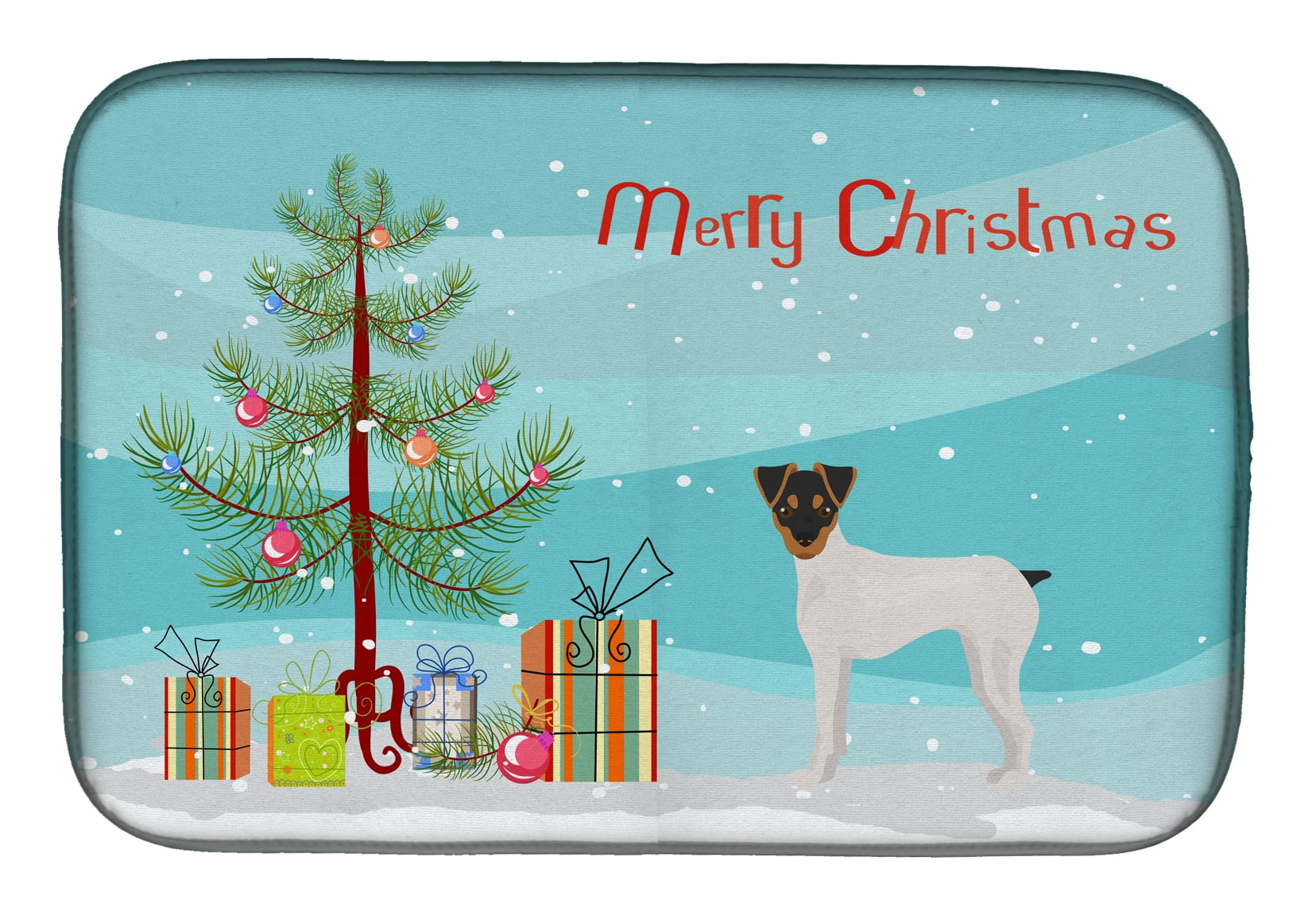 Japanese Terrier Christmas Tree Dish Drying Mat