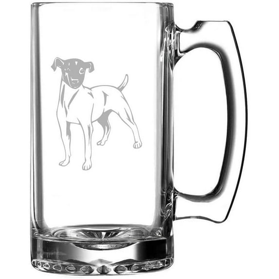 Japanese Terrier Dog Themed Etched 25oz Beer Mug