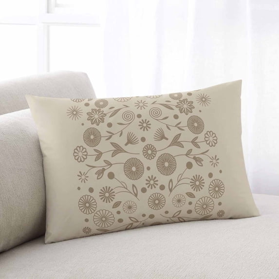 Japanese Throw Pillow Covers, Beige Farmhouse Retro Floral Leaf Pattern Soft Breathable Pillow Cases with Invisible Zipper for Sleeping, Small Pillowcases for Couch Bed Sofa Chair 16x24 Inches