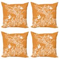thumbnail image 1 of Ambesonne Orange Throw Pillow Cover 4 Pack, Japanese Tree Birds Art, 18", Marigold White, 1 of 2