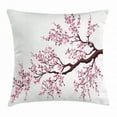 thumbnail image 1 of Japanese Throw Pillow Cushion Cover, Branch of a Flourishing Sakura Tree Flowers Cherry Blossoms Spring Theme Art, Decorative Square Accent Pillow Case, 24 X 24 Inches, Pink Dark Brown, by Ambesonne, 1 of 2