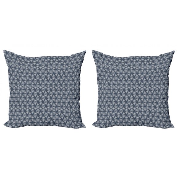 Ambesonne Geometric Throw Pillow Cover 2 Pack, Eastern Japanese Tile, 18", Charcoal Grey Dark Blue