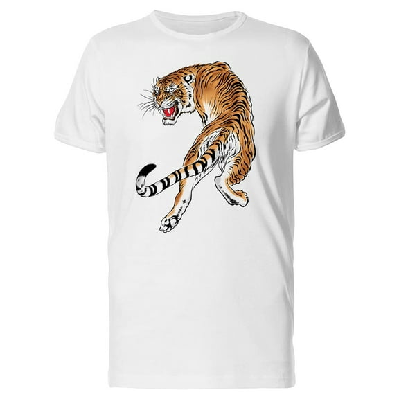 Japanese Tiger Colored Drawing T-Shirt Men -Image by Shutterstock, Male 4X-Large