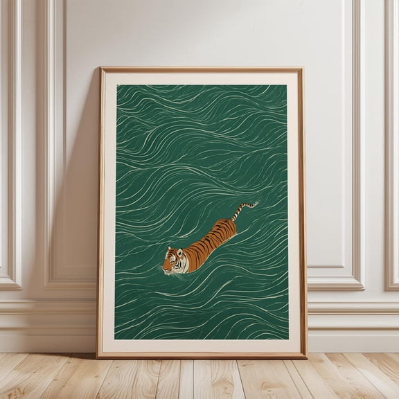 Japanese Tiger Minimal Ukiyo-e Animal Wall Decor Unframed Paper Print