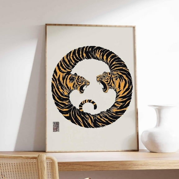 Japanese Tiger Print, Japanese Poster, Animal Art, Tiger Poster, Vintage Japanese Decor, Abstract Art, Asian Gift, Oriental Art Wall Art, Modern Wall Decor, 8x12 UNFRAMED
