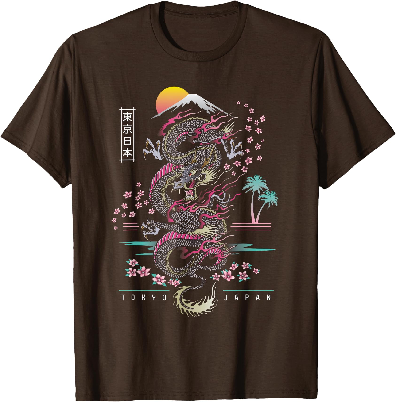Japanese Tokyo Fuji Mt Sakura Dragon Asian inspired retro 80's