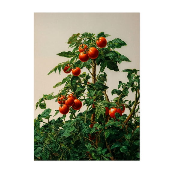 Japanese Tomato Wall Art Botanical Tomato Girl Summer Sage Green Poster Red Tomato Painting Japandi vegetable Kitchen Wall Art - Japan Painting Botanical Fruit Unframed Wall Art Print 4 x 6 inches