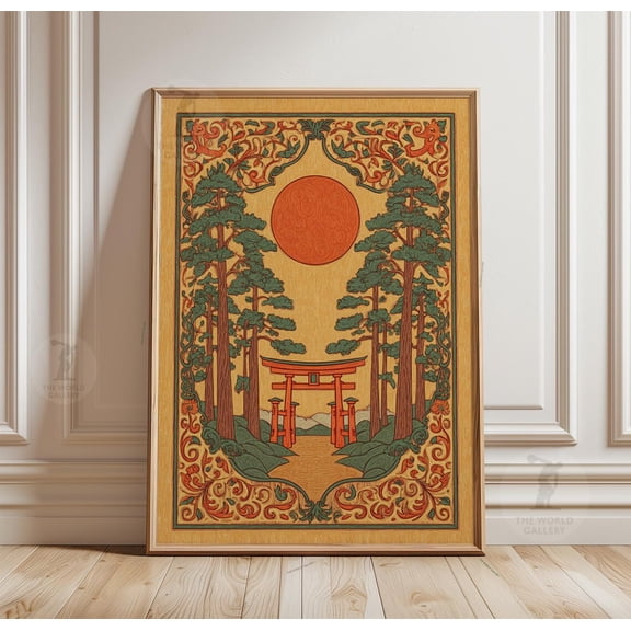 Japanese Torii Gate Mount Fuji Zodiac Art Poster Unframed Paper Print