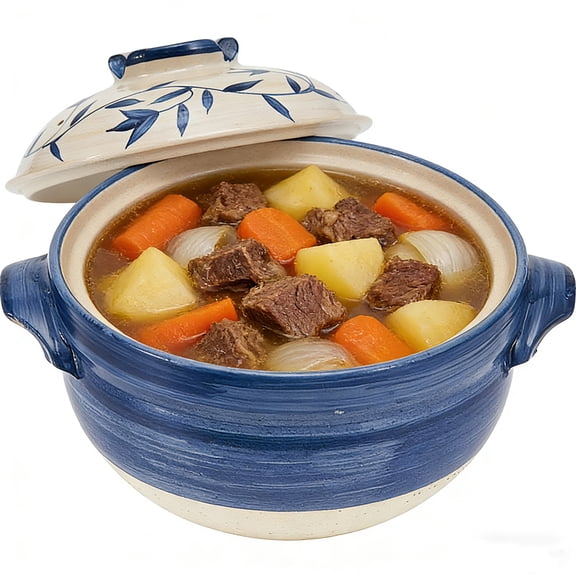 Japanese Traditional Casserole Pot, Round Heat Preservation Ceramic Hot Pot, Multi-Functional Cookware for Steaming, Boiling & Slow Stewing for Home Kitchen
