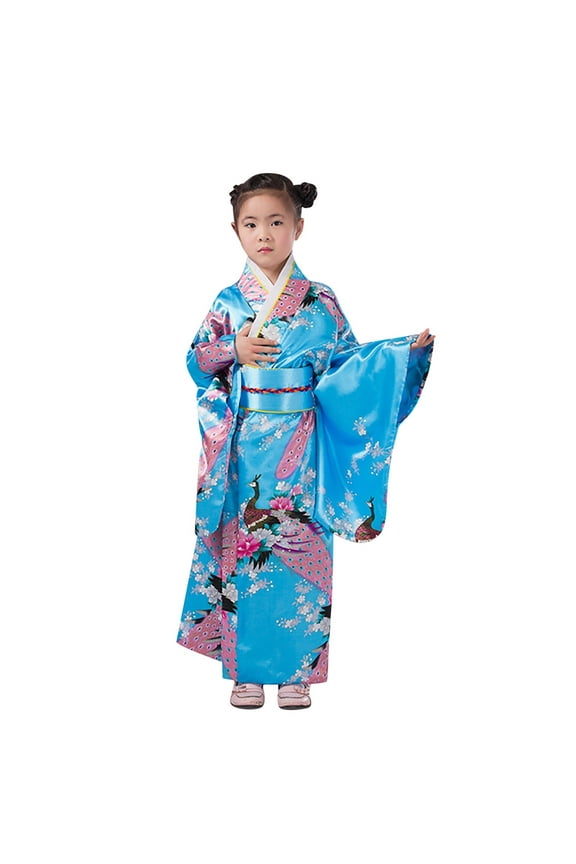 Japanese Traditional Dress Kimono Robe Kids Girls Yukata Kimono Anime Robe Outfits Clothes